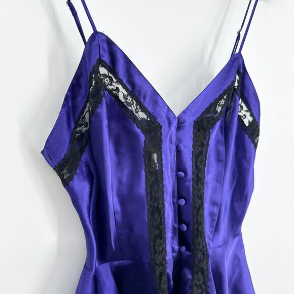 Victoria’s Secret 90’s Vintage Gold Label Satin Slip Dress Teddy Lace Nightgown - Picture 5 of 8